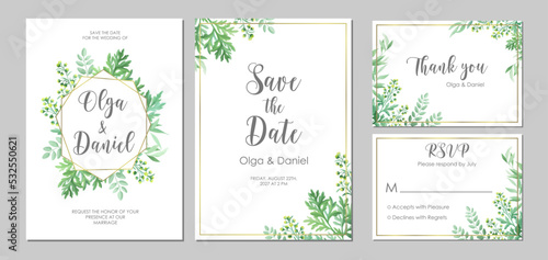 Wedding floral invitation thank you, RSVP card. Template with place for text. Floral frame with sagebrush and wild herbs. Vector illustration.