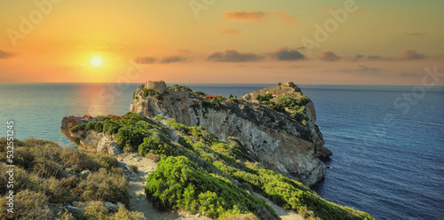 Byzantine castle of Skiathos island built on a cliff photo