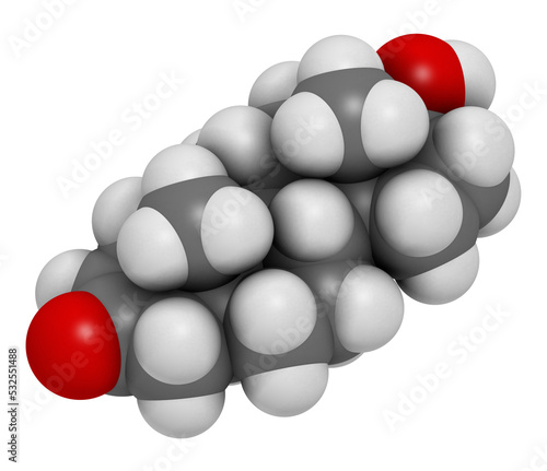 Dihydrotestosterone  DHT  androstanolone  stanolone  hormone molecule  3D rendering.