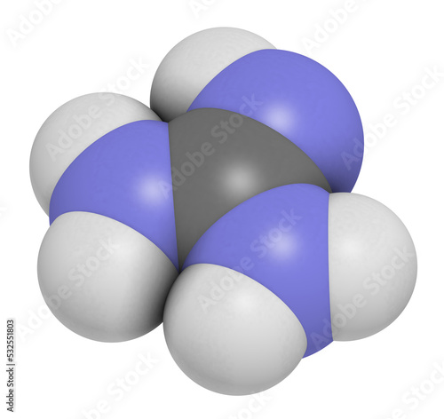 Guanidine molecule, 3D rendering. photo