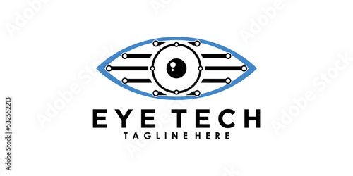 eye tech logo design with creative concept premium vector
