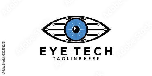 eye tech logo design with creative concept premium vector
