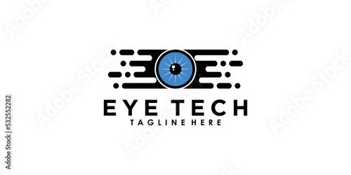 eye tech logo design with creative concept premium vector
