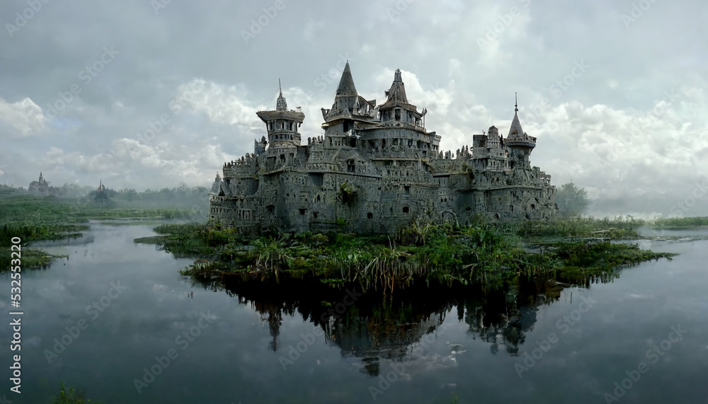 Obraz premium castle in the swamp