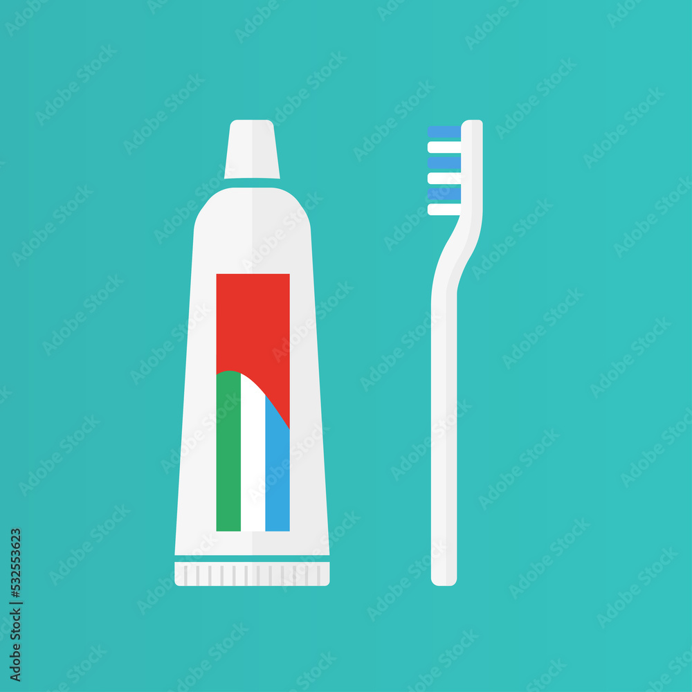 Toothpaste with a brush on a green background. Vector illustration Toothpaste with a brush on a green background. Vector illustration
