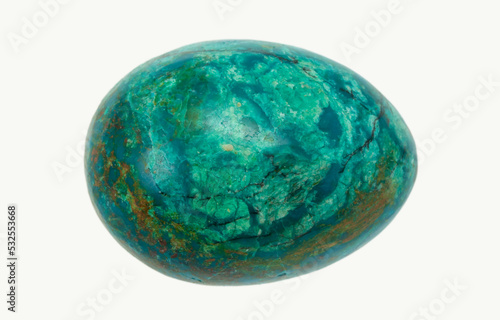 Greenish blue Chrysocolla egg stone macro