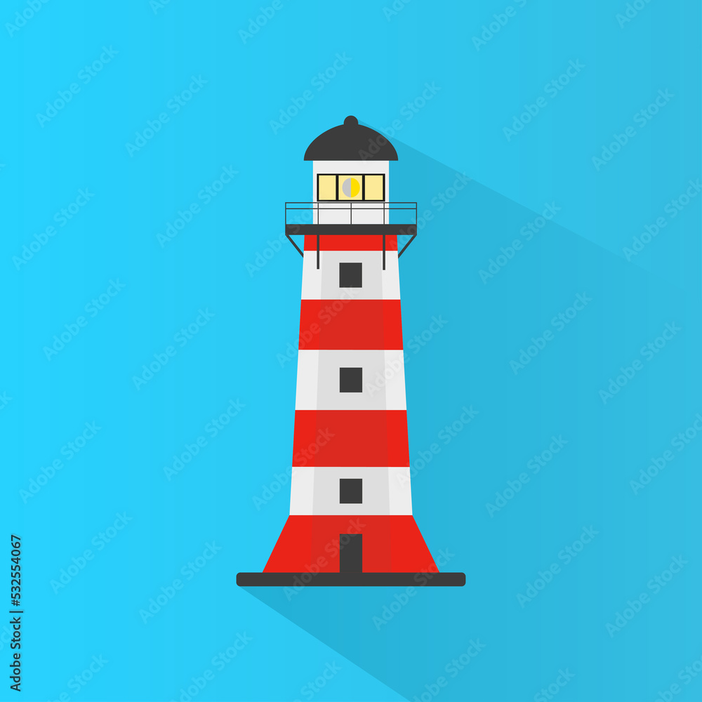 Lighthouse on a blue background. Vector illustration
