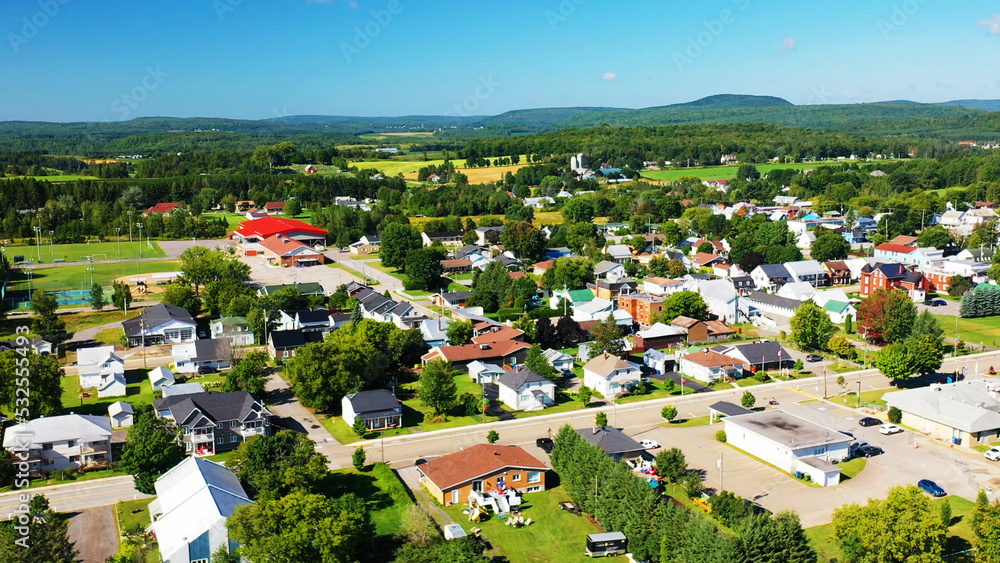 Aerial view of St Jean de Matha, Quebec, Canada