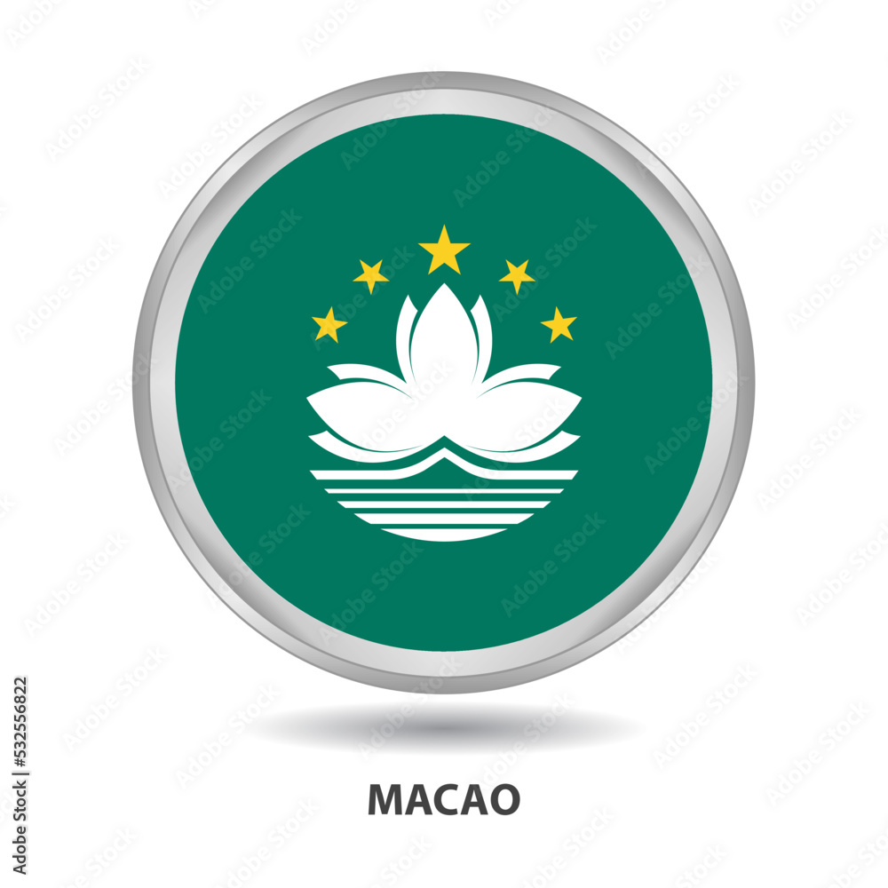 Macao round flag design is used as badge, button, icon, wall painting Macao round flag design is used as badge, button, icon, wall painting