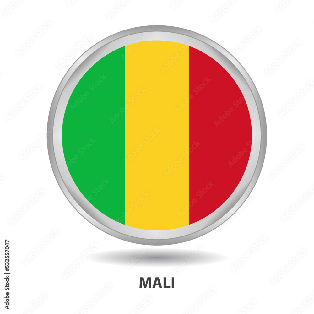 Mali round flag design is used as badge, button, icon, wall painting Mali round flag design is used as badge, button, icon, wall painting