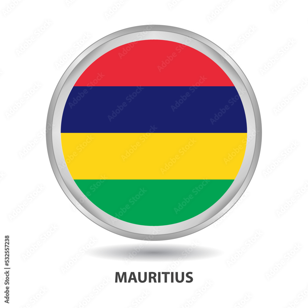 Mauritius round flag design is used as badge, button, icon, wall painting