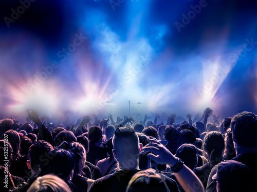 Fototapeta party crowds silhouettes  stage lights
