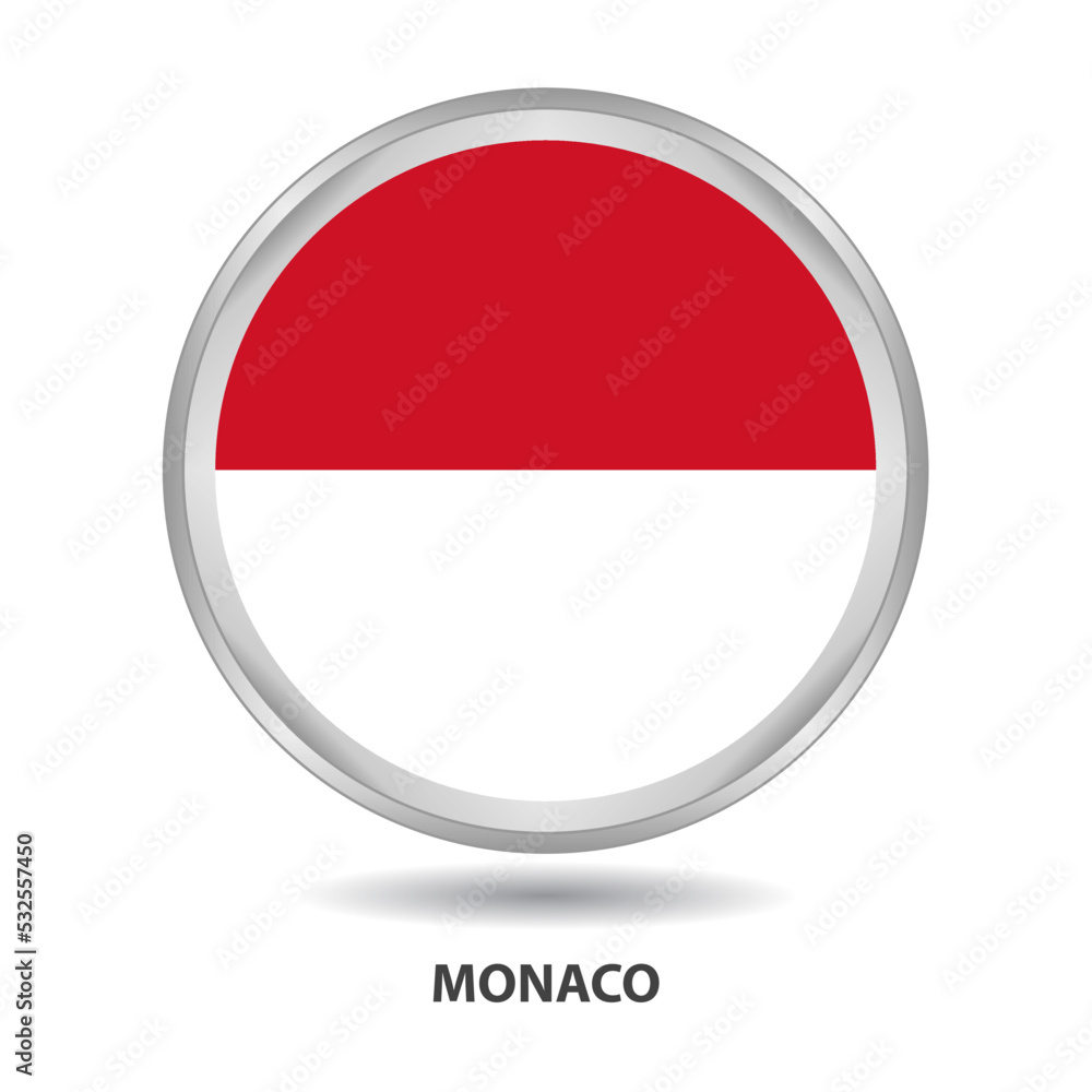 Monaco round flag design is used as badge, button, icon, wall painting Monaco round flag design is used as badge, button, icon, wall painting