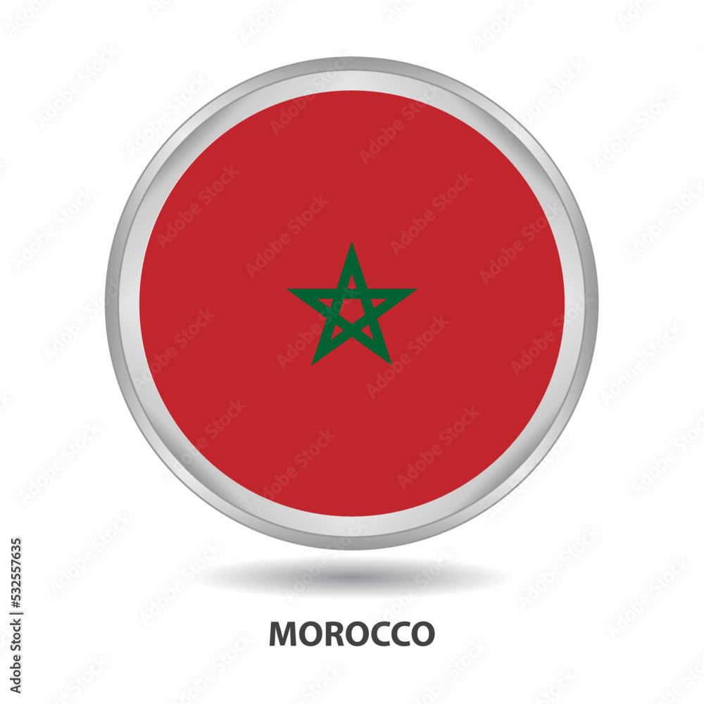 Morocco round flag design is used as badge, button, icon, wall painting Morocco round flag design is used as badge, button, icon, wall painting