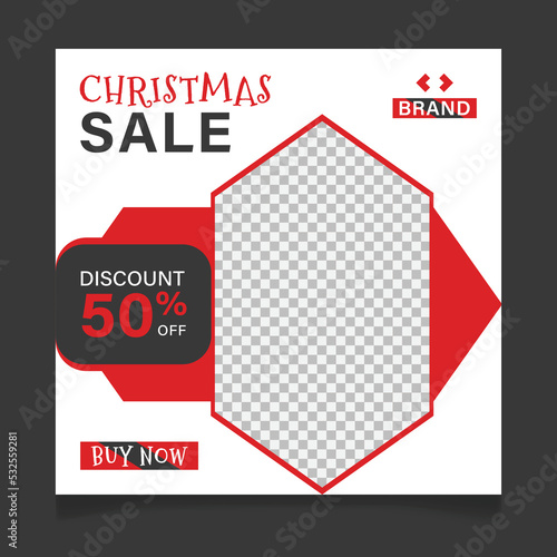 Merry christmas social media post template design and winter festival sale promotion banner