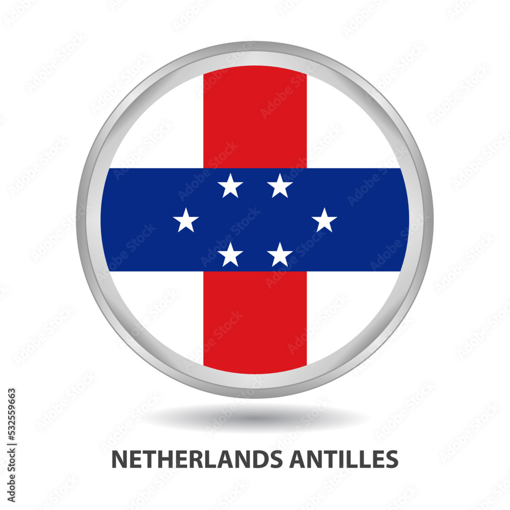 Netherlands Antılles round flag design is used as badge, button, icon, wall painting Netherlands Antılles round flag design is used as badge, button, icon, wall painting