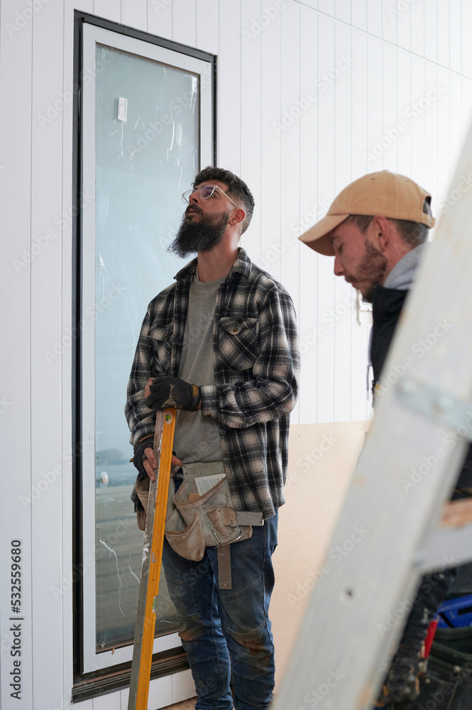 Foreman at site inspecting work Foreman at site inspecting work