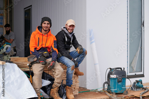 Builders on a break photo