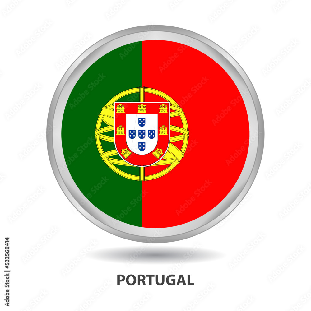 Portugal round flag design is used as badge, button, icon, wall painting