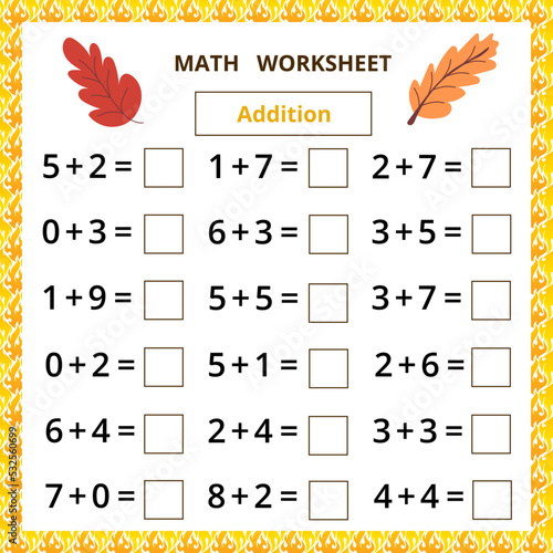 Math worksheet.Addition