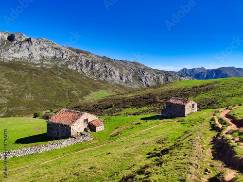 La Terenosa sheepfold in the way from Pandebano to Naranjo de Bulnes peak, also know as Picu Urriellu, Picos de Europa National Park, Asturias, Spain photo