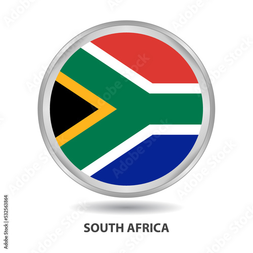 South Africa round flag design is used as badge  button  icon  wall painting