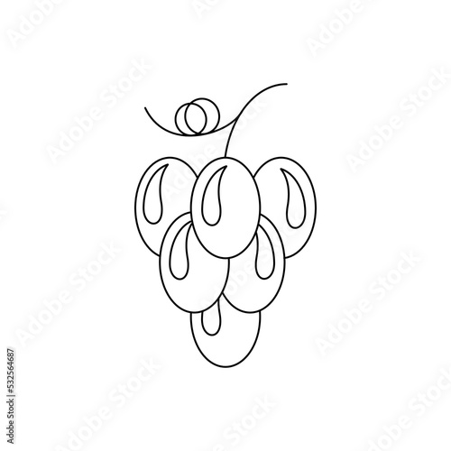 grapes, line, icon
