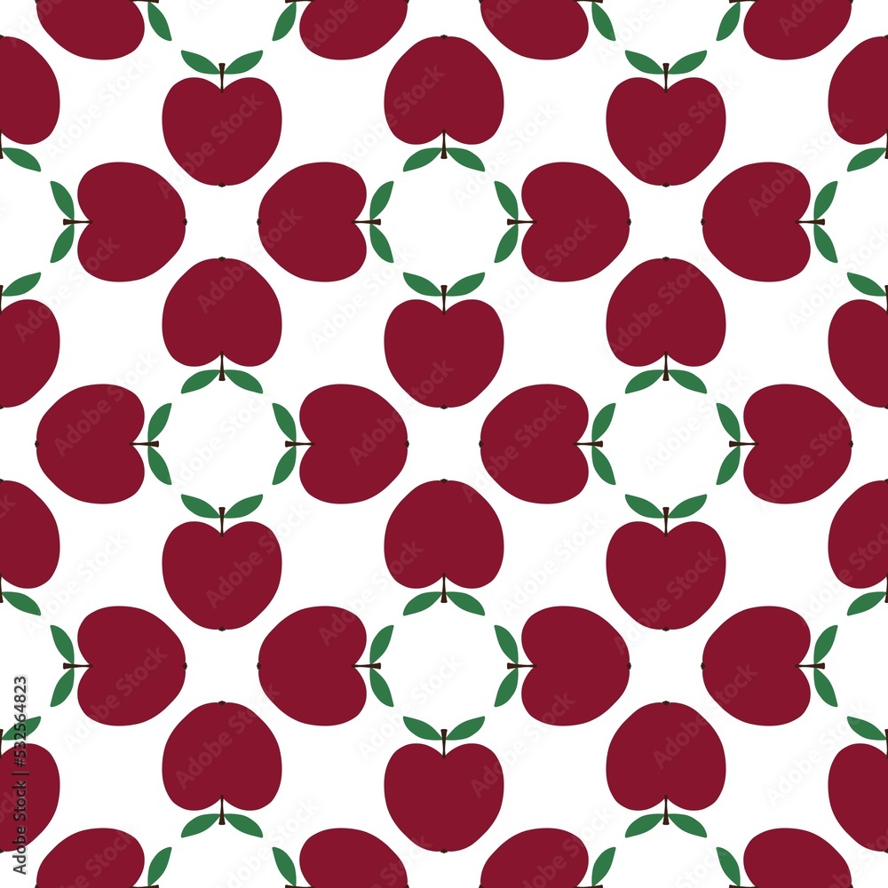 Fototapeta premium Cartoon doodle apples seamless autumn pattern for wrapping and clothes print and fabrics and kitchen textiles