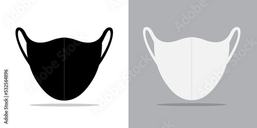Facemask vector mockup icon. Black face mask ppe anti dust mask shape template