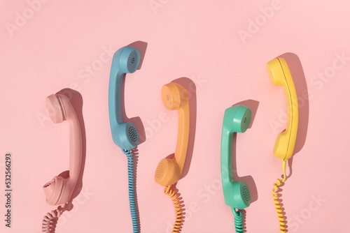 Old pastel stationary phone phone handsets
