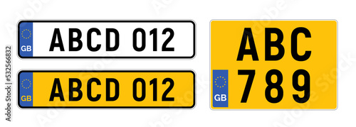 United Kingdom number plate licence registration. British number plate europe england automobile symbol. photo