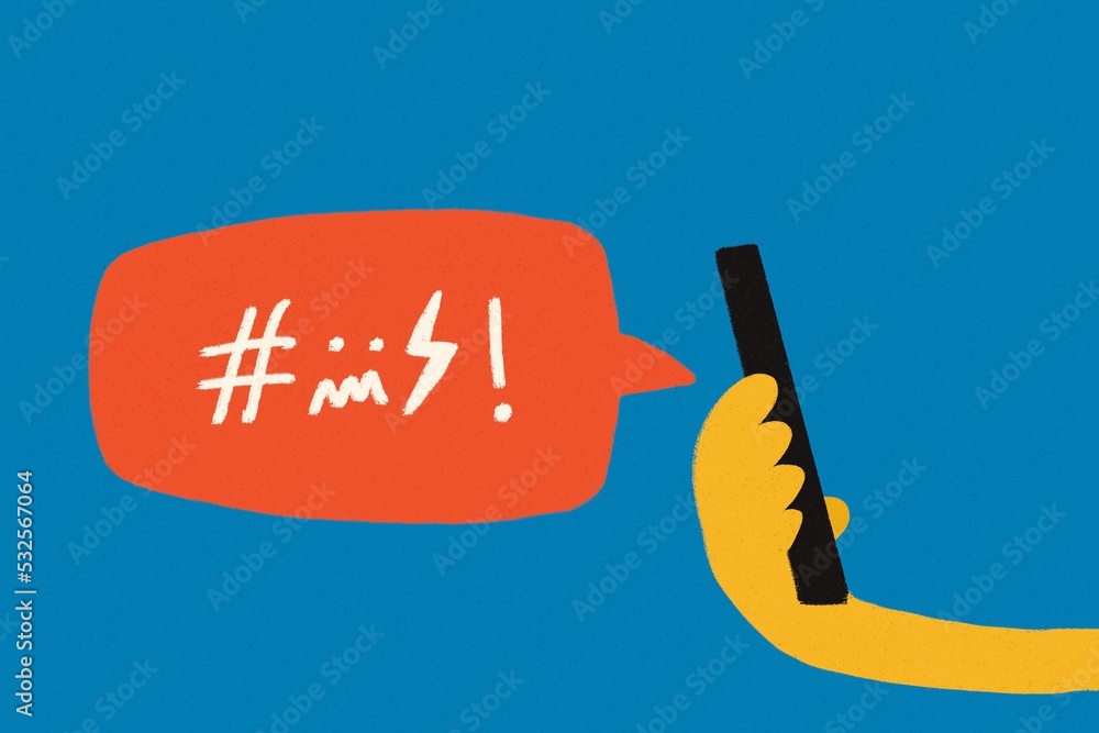 Hater internet negative message on mobile illustration Hater internet negative message on mobile illustration