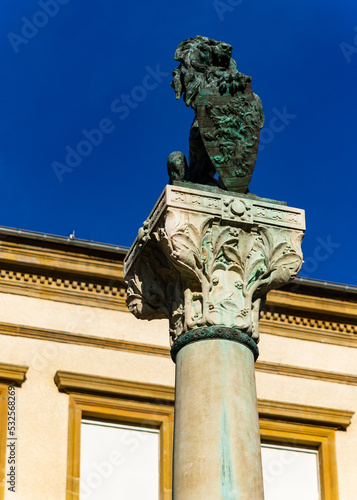 View of the monument to Dicks and Lentz, located in the western Army Square on Pallach Square in Luxembourg photo