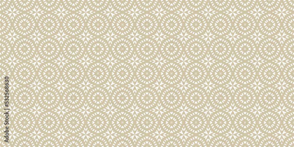 Vector ornamental seamless pattern in traditional arabian, moroccan, turkish style. Golden abstract mosaic background texture with stars, floral shapes. Elegant gold ornament. Premium repeat design