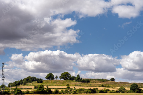 View of Old Sarum hill, the ruined site of the earliest settlement of Salisbury, in summer, Wiltshire, England