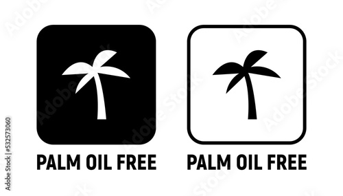 Palm oil free vector icon symbol logo. Palm tree without oil product food illustration package icon.