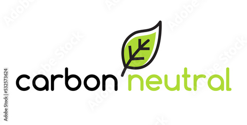 Carbon neutral icon logo. CO2 energy monoxide carbon ecology background label concept.