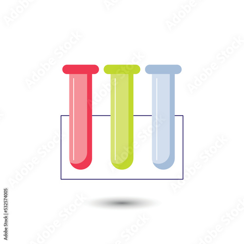 set of test tubes on stand, laboratory concept, icon