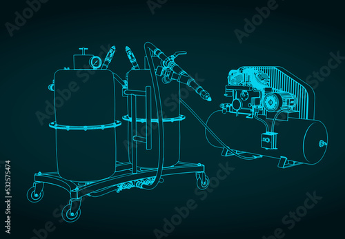 Sand blasting unit illustration