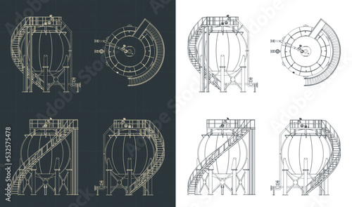 Spherical storage tank blueprints