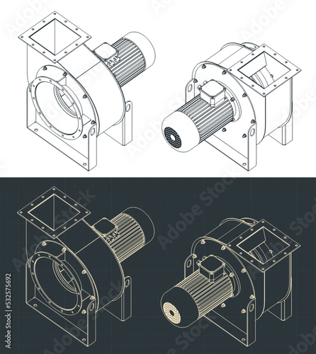 Centrifuge air blower isometric blueprints