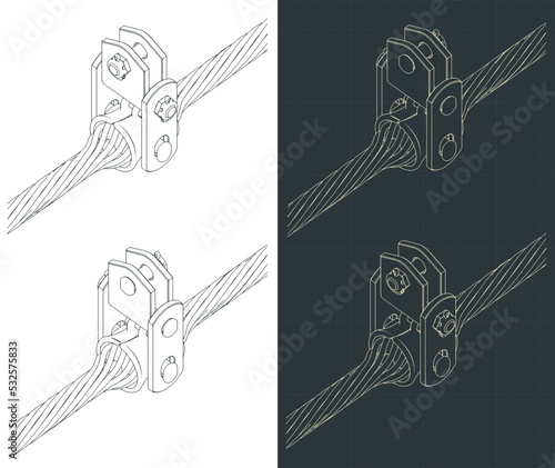 OPGW Suspension clamp ispmetric blueprints