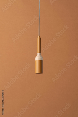 Closeup view at hanging colorful rounded lamp