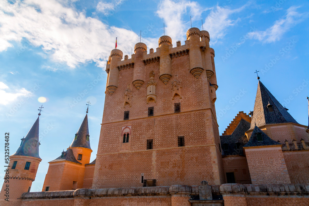 Exterior view of the historical Alcazar of Segovia, Spain