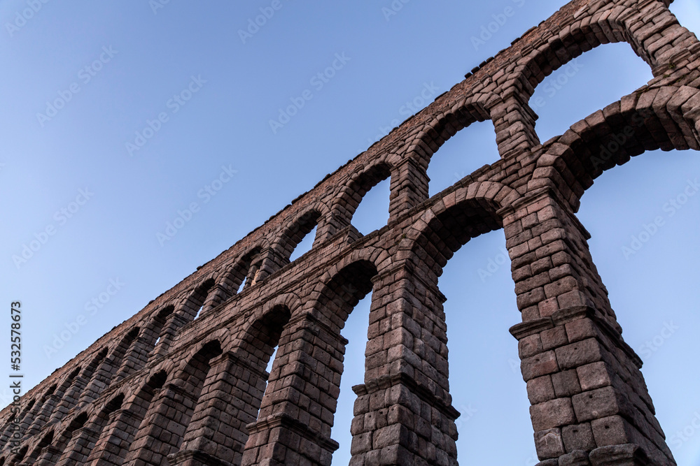 The ancient Roman aqueduct of Segovia, Spain The ancient Roman aqueduct of Segovia, Spain