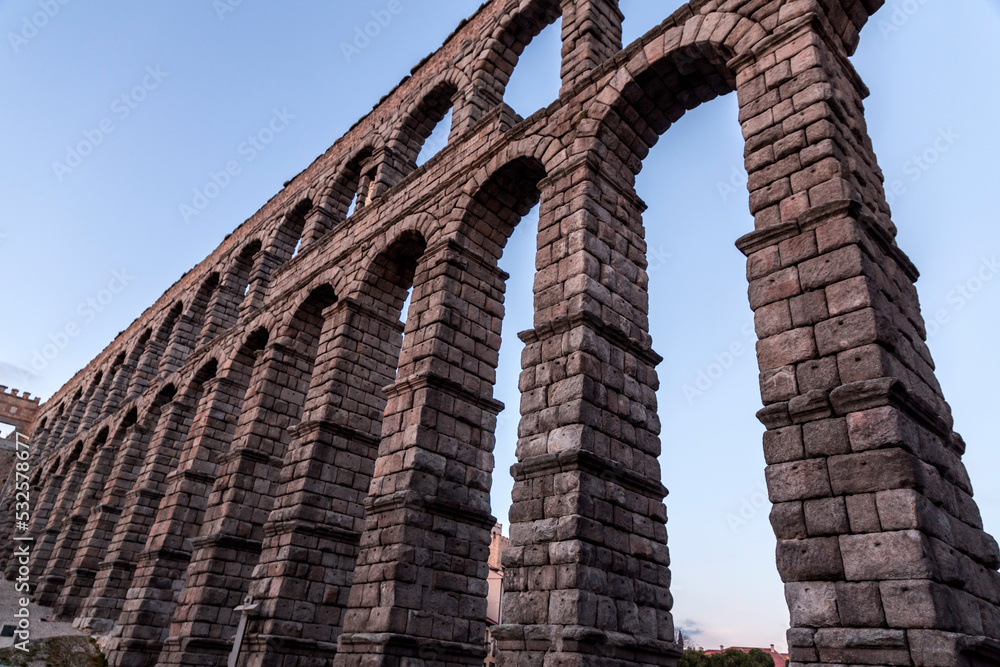 The ancient Roman aqueduct of Segovia, Spain The ancient Roman aqueduct of Segovia, Spain