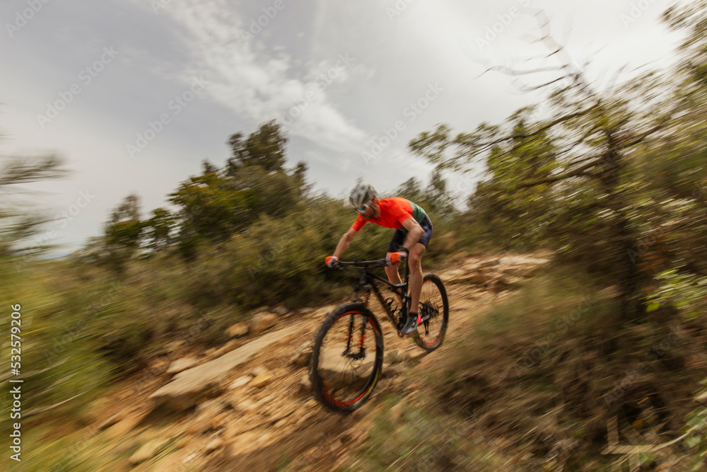 Mountain biker at spring Mountain biker at spring