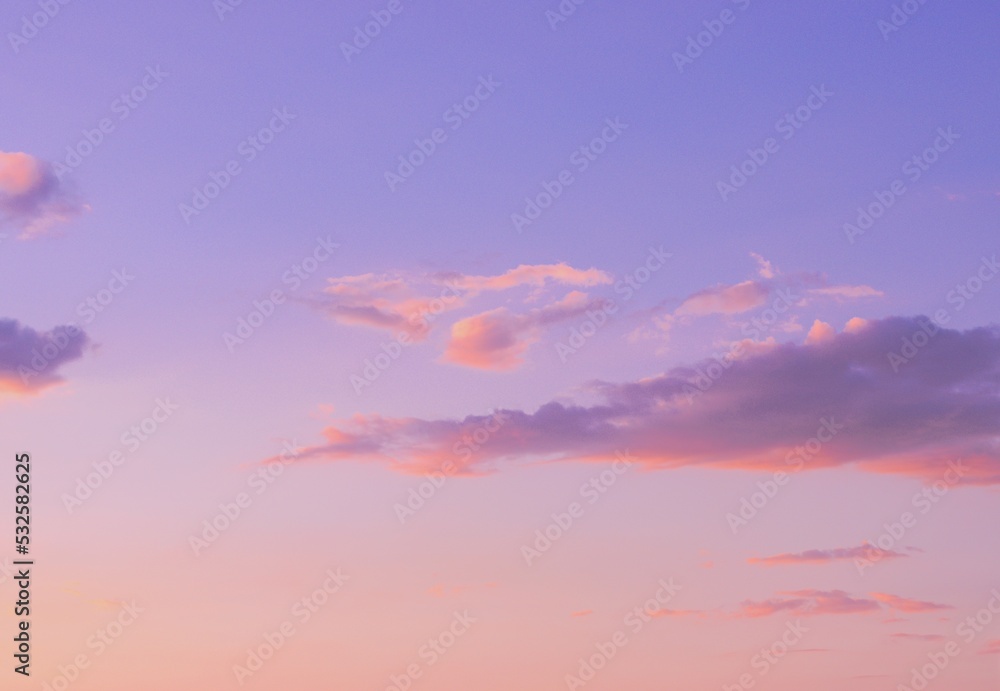 Clear, peaceful blue sky with fluffy clouds floating,Background Banner Screen saver on the monitor.