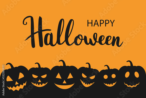 Happy Halloween background with jack-o-lantern silhouettes