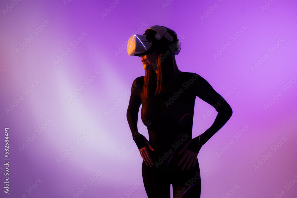 Portrait of sexy woman wearing vr headset Portrait of sexy woman wearing vr headset